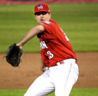 Mooney making his first professional appearance with the Auburn Doubledays of the New York-Penn league. (Photo by Glenn Gaston Photography, courtesy of Kevin Mooney)